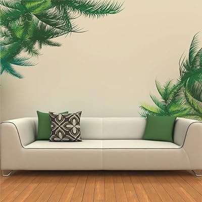 Stickers muraux en vinyle avec palmiers à feuilles vertes décoration de  salon et de chambre - DIAYTAR SÉNÉGAL