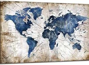 Grande carte du monde sur toile art mural abstrait aquarelle marine avec papier. À la recherche de bonnes affaires en ligne ? Ne cherchez plus ! DIAYTAR SENEGAL  vous offre un vaste choix de produits discount, de la maison à l'électroménager, en passant par l'informatique et la mode. Faites-vous plaisir à des prix incroyables et découvrez notre sélection dès maintenant.