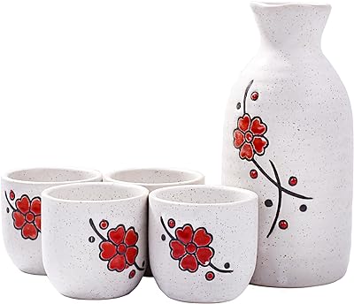 Service à saké japonais en céramique 1 pot et 4 tasses. DIAYTAR SENEGAL  - Votre solution en ligne pour des achats discount sans compromis. Plongez dans notre univers où vous trouverez tout ce dont vous avez besoin, de l'électroménager aux articles tendance en passant par les produits informatiques. Faites des économies sans sacrifier la qualité chez nous !