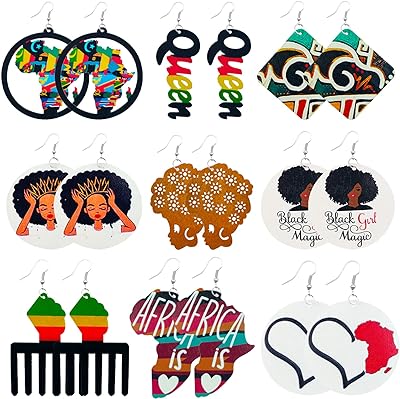 Boucles d'oreilles africaines pour femmes du mois de l'histoire des noirs en bois avec carte. DIAYTAR SENEGAL  - votre guichet unique en ligne pour des produits discount irrésistibles. Parcourez notre large éventail de gadgets innovants, d'équipements ménagers pratiques et de vêtements tendance à prix cassés. Ne manquez pas cette opportunité de faire de bonnes affaires et de réaliser des économies considérables.