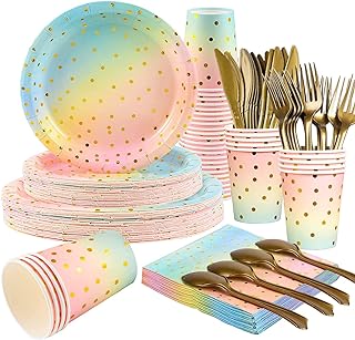 165 pièces assiettes pastel jetables tasses serviettes fourchettes dorées couteaux cuillères. Avec DIAYTAR SENEGAL, vous pouvez profiter de produits discount de qualité supérieure sans compromettre votre budget. Notre boutique en ligne propose une vaste sélection d'articles, allant des essentiels pour la maison aux gadgets dernier cri, tous proposés à des prix compétitifs pour vous offrir un véritable rapport qualité-prix.