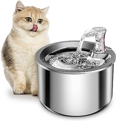 Fontaine d'eau pour chat hometeller fontaine animaux de compagnie en acier  inoxydable chats avec pompe - DIAYTAR SÉNÉGAL
