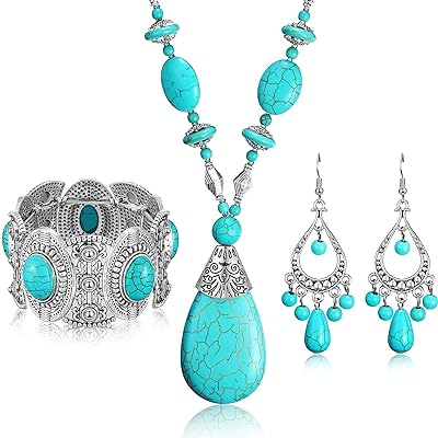 Ensemble collier pendentif bohème turquoise boucles d'oreilles pendantes turquoise antiques bracelet extensible pour femme. Découvrez DIAYTAR SENEGAL, la référence en ligne pour des achats discount. Trouvez tout ce dont vous avez besoin, des articles de maison aux dernières innovations technologiques, sans vous ruiner. Avec notre sélection variée et nos prix compétitifs, vous êtes sûr de trouver les meilleures affaires.