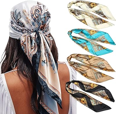 Awaytr 35" grands foulards carrés en satin 4pcs foulard en soie comme des cheveux. Explorez DIAYTAR SENEGAL  et économisez gros sur une variété de produits pour la maison, y compris des appareils électroménagers dernier cri, des gadgets innovants et des articles à la mode, à des tarifs imbattables.