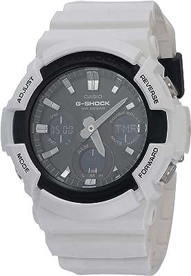 Casio gas100b-7a montre chronographe à alarme numérique analogique pour hommes blanche