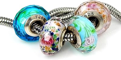 J&m lot de 4 perles en verre de murano faites à la main avec fleurs. DIAYTAR SENEGAL  : la solution idéale pour des achats malins en ligne. Profitez de notre large gamme de produits discount, allant des appareils électroménagers essentiels aux dernières tendances de la mode, en passant par les accessoires informatiques indispensables, et économisez tout en vous faisant plaisir.