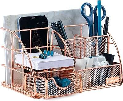Organisateur de bureau pour femme or rose organiseur tout en un avec porte stylo. DIAYTAR SENEGAL  - Votre destination en ligne pour des offres discount sur tout ! Parcourez notre vaste sélection de produits pour équiper votre maison avec des électroménagers, des articles de mode tendance et même des gadgets technologiques, le tout à des prix incroyables. Ne manquez pas nos super promotions et économisez dès aujourd'hui !