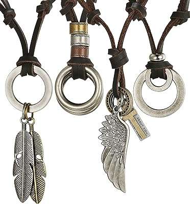 Collier en cuir 4 pièces pour hommes femmes pendentif vintage. DIAYTAR SENEGAL, votre boutique en ligne discount pour tous les accros du shopping à petits prix. Découvrez notre vaste choix de produits dans toutes les catégories, allant des articles de décoration aux appareils électroménagers en passant par les vêtements et les jouets. Faites des économies tout en comblant vos envies grâce à nos offres exclusives et notre rapport qualité-prix exceptionnel.