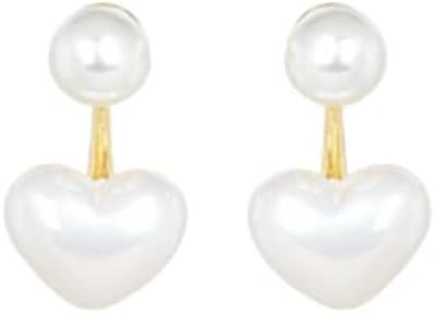 Boucles d'oreilles femme en perles en forme de cœur en or blanc