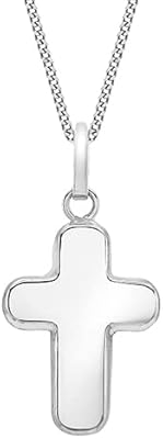 Pendentif en or blanc 9 carats sur chaîne gourmette 46 cm, uni
