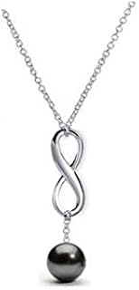 Collier pendentif infini plaqué or blanc avec perles pour femme noir