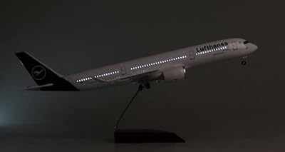 Avion airbus a350 lufthansa à l'échelle 47 cm avec lumière led et roue