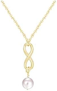 Collier pendentif infini plaqué or blanc avec perles pour femme