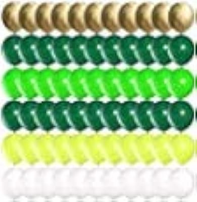 Party time 60 pièces. kit de ballons en or vert et blanc