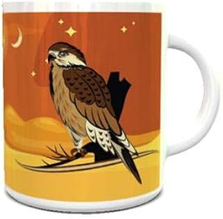 Tasse à café en céramique blanche avec motif d'illustration de faucon