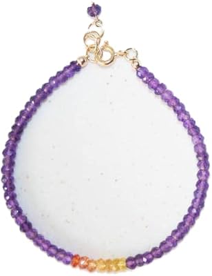 Bracelet empilable réglable en améthyste et saphir jaune en forme de rondelle de 3,5 à 4 mm avec perles de pierres précieuses taillées à facettes avec bracelet à fermoir plaqué or en argent sterling 925 - bracelet à maillons pour unisexe. Le meilleur rapport qualité-prix du web sénégalais sur Diaytar