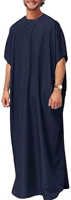 Dishdasha thobe pour hommes, col rond, demi-manches, caftan arabe saoudien islamique de dubaï, vêtements islamiques pour le moyen-orient. Diaytar : L'e-commerce généraliste qui met le discount à l'honneur