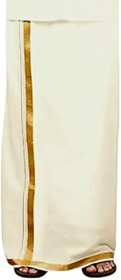 Mcr hommes coton kass double cavu mundu dhoti (blanc), blanc, taille unique