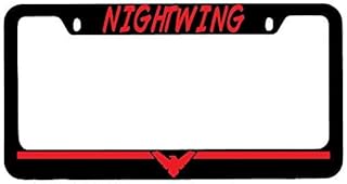 Cadre de plaque d'immatriculation en métal noir avec logo clustersnn nightwing (rouge), thème