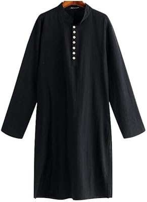 Abaya islamique pour homme, couleur unie, ornée de boutons jubba, à manches longues