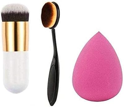 Pinceau de fond de teint professionnel gold max avec pinceau ovale et éponge, paquet de 3 pour femmes et filles, anniversaire, fête, bureau, usage régulier. Simplifiez vos achats avec Diaytar, le e-commerce nouvelle génération