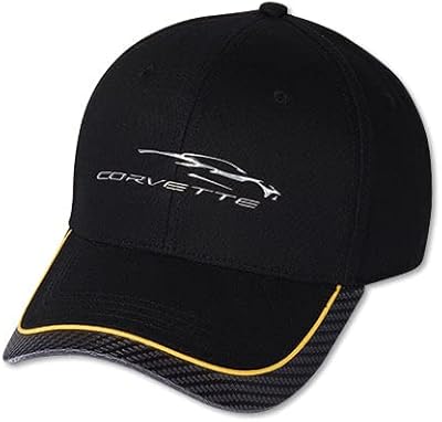 Casquette c8 corvette next generation gesture logo - noir avec bande jaune