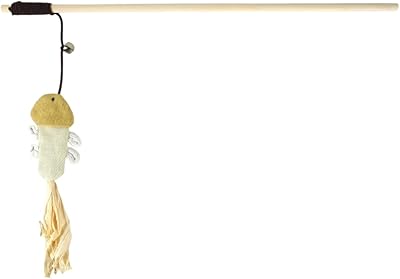 Jouet à plumes en bois bitsari pour chats, bâton en bois pour animaux