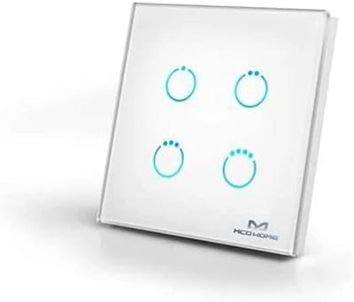 Interrupteur à écran tactile en verre mco home z-wave, 1 relais, mh-s311, blanc
