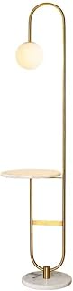 Lampadaire sur pied led moderne avec table ronde boule de verre art déco