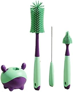 Brosse de nettoyage pour biberon en silicone taister 3 pièces avec base