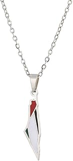 Collier avec carte du drapeau de la palestine pour femmes et hommes du