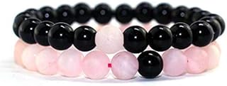 Bracelet de perles de cristal de quartz rose naturel rebay et pierre