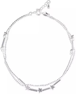 Bracelet de cheville de mariage double couche en argent sterling 925, chaîne
