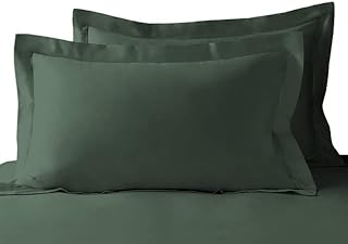 Ensemble de 2 taies d'oreiller en coton vert forêt king size
