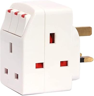 Adaptateur multi-prise britannique ecv 3-y avec commutateurs individuels, adaptateur de prise britannique compact