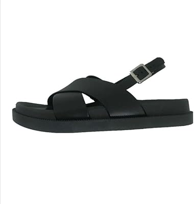 Sandales plates unies pour femmes bout ouvert avec sangle croisée dans le dos