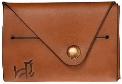 Portefeuille en cuir à deux volets fait main simple pour homme, marron, épuré