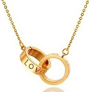 Collier avec pendentif en forme de petits et grands anneaux d'amour