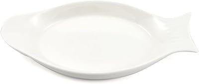 Assiette à poisson en porcelaine borselita taille 20 cm ivoire