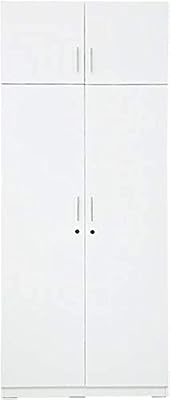 Armoire à deux portes en bois aft avec armoire supérieure de max, blanc
