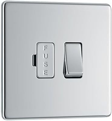 Plaque plate électrique sans vis bg fpc50-01, connecteur à fusible en chrome poli