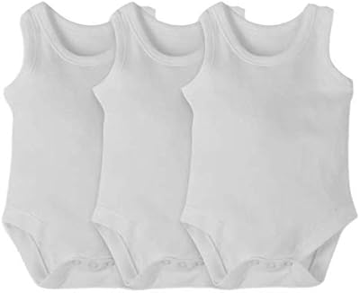 Lot de 3 combinaisons unisexes sans manches pour bébé, de 0 à 24 mois, 100 % coton biologique - blanc. Diaytar : Votre destination shopping préférée au Sénégal