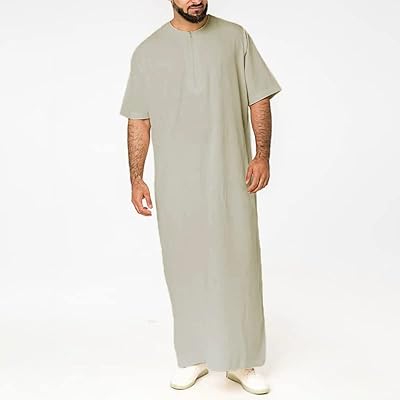 Caftan islamique pour hommes à manches courtes et col rond, design abaya jubba, robe décontractée de dubaï et d'arabe saoudien, taille s-5xl. Achetez en toute sérénité sur Diaytar