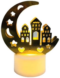 Bougies led power mip au design croissant du ramadan, veilleuse en métal plaqué