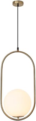 Suspension boule de verre hua qiang wang, suspension moderne en laiton antique, plafonnier