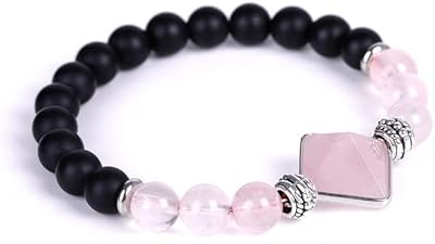Bracelet en pierre d'agate noire brillante à quartz naturel 8 mm