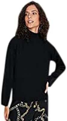 Pull à col roulé uni coupe régulière trendyol pour femme (paquet d'un), noir