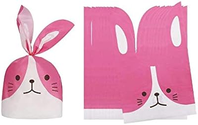 50pcs sachets de bonbons lapin en plastique pour fête de pâques cookie boulangerie