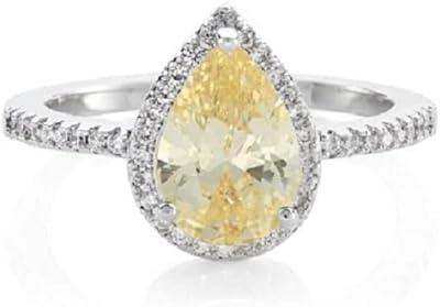 Bague buckley london pour femme avec motif poire scintillante, argent/jaune, métal, zircone cubique