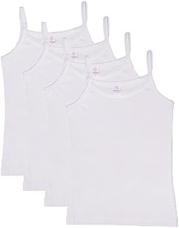 Ensemble 4 pièces de sous-vêtements à bretelles en coton pour filles, blanc, blanc